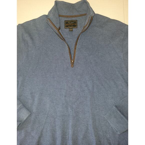 Jos A Bank Reserve Men's Large Blue 1/4 Zip Long Sleeve Cotton Sweater - Picture 2 of 11